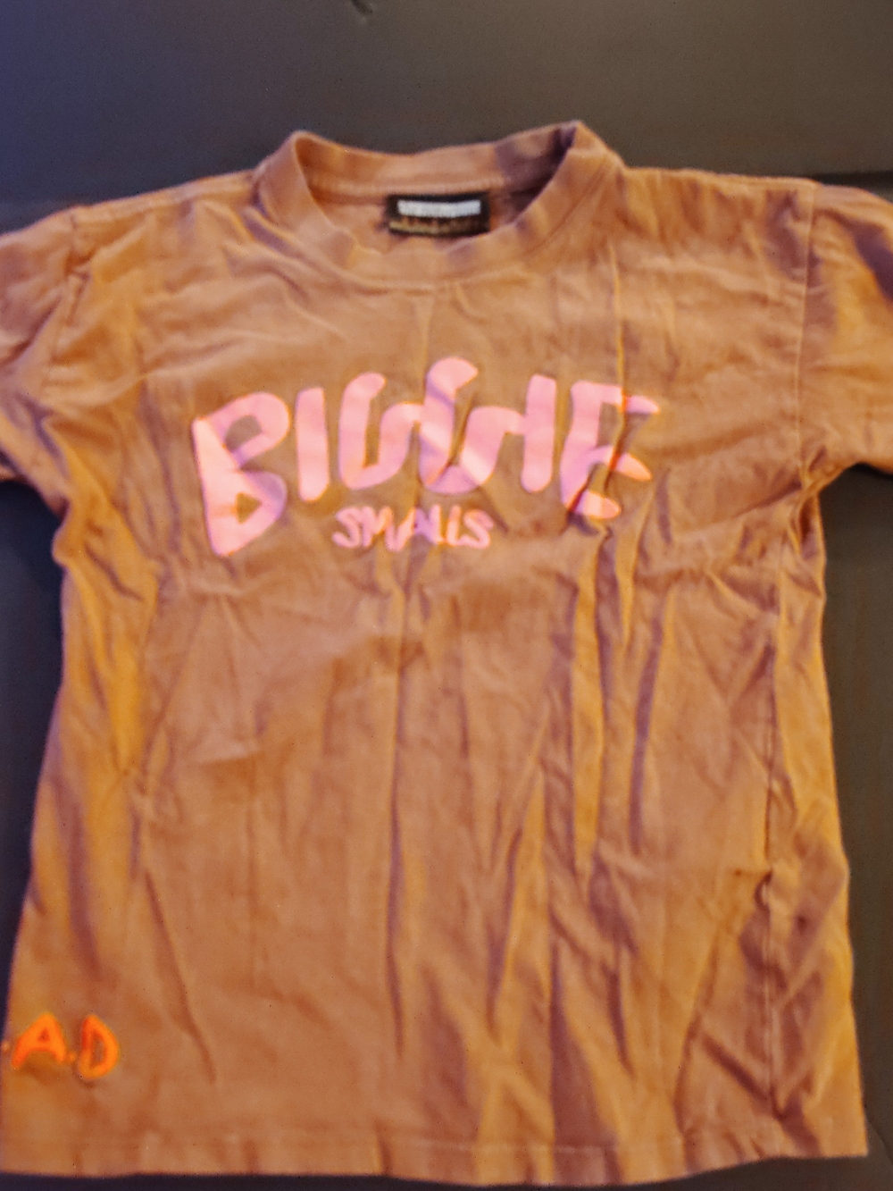 Kids Short-Sleeve Graphic Tee in Brown with Pink Logo by
